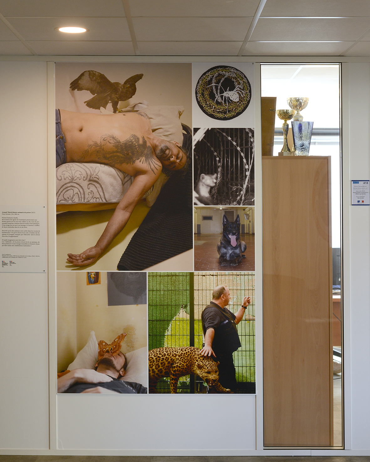 Arnaud Théval &quot;Histoire animale de la prison&quot; (2024) Direction interrégionale des services pénitentiaires de Lyon. Deux tirages sur jet tex format 118 x 200 cm..