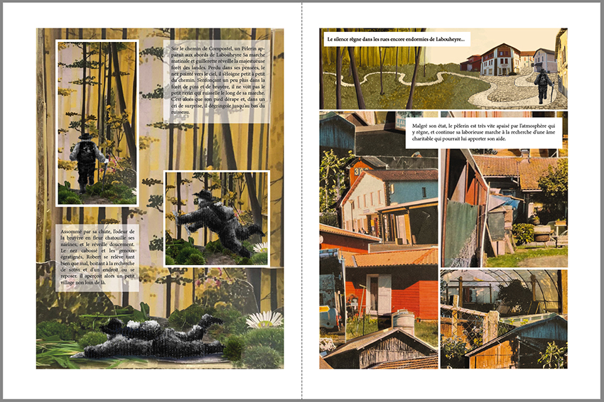 Vagabondages 2 (2022), roman graphique du studio Architecture, ville et territoires, 120 pages format 19,5 x 26 cm, ensap Bordeaux.