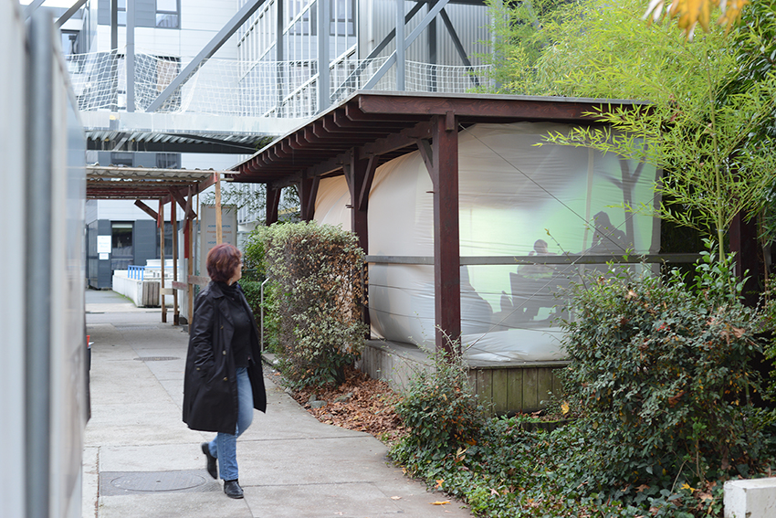 Arnaud Théval et CANCAN, Le chemin de sa personne (2018), action PPP 3 la pergola de l'hôpital Bergonié.