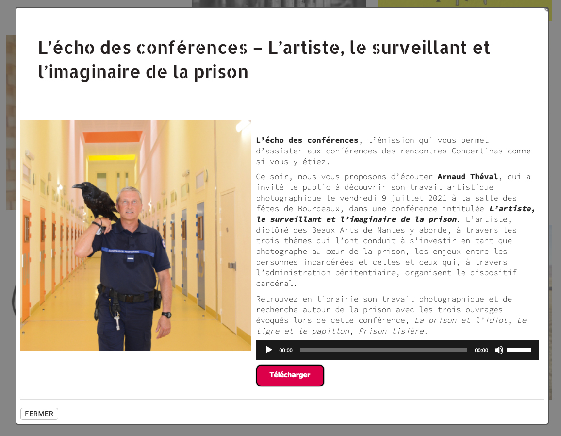 Arnaud Théval "L'artiste, le surveillant et l'imaginaire de la prison" (2021) festival Concertina à Dieulefit.