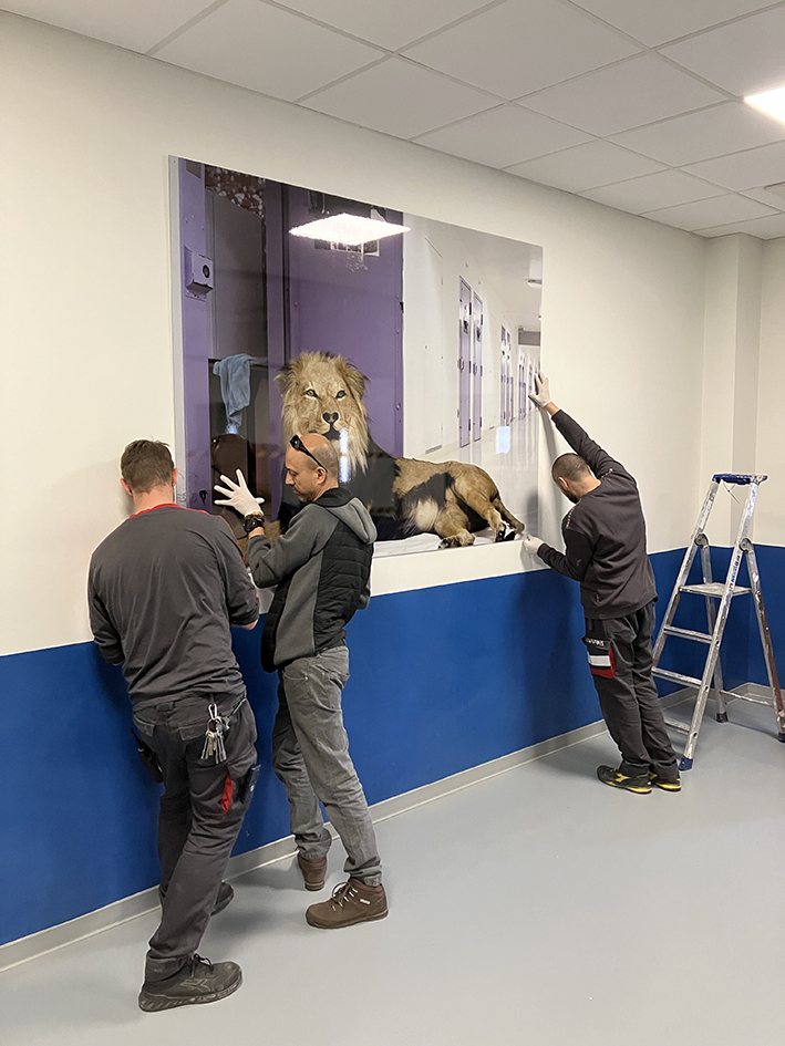 Arnaud Théval &quot;Histoire animale de la prison&quot; (2023) maison d’arrêt de Lyon-Corbas, porte d'entrée de l'établissement.