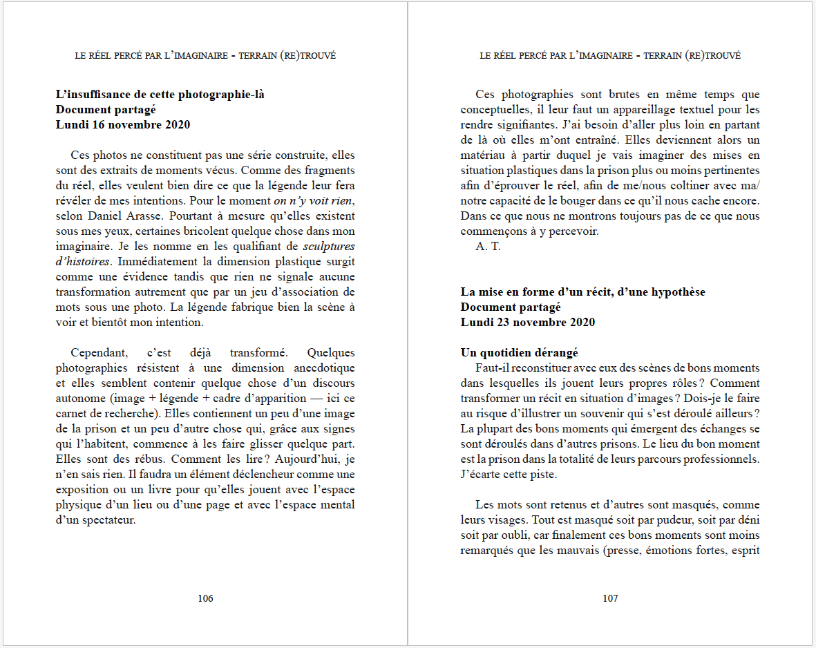Delphine Saurier et Arnaud Théval "Des bons moments en prison", carnet de terrain commun. Éditions L'Harmattan, collection Logiques Sociales (2024, Paris.