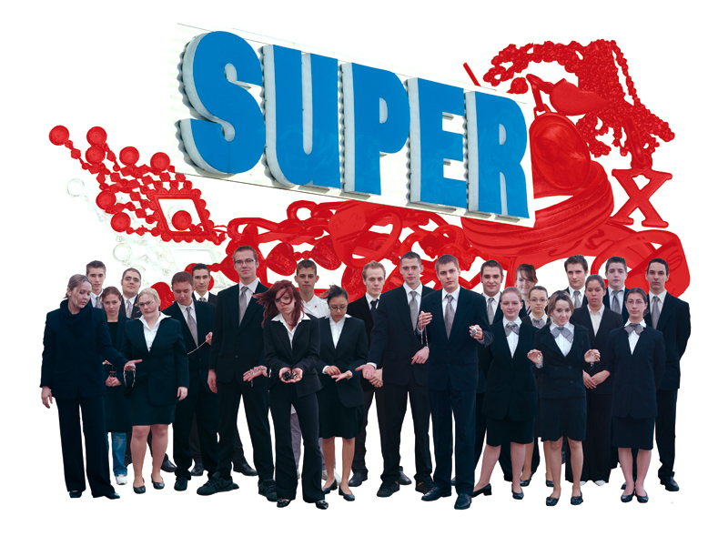 Moi le groupe, super X (2007) format 250 x 335 cm avec les lycéens de 1e Bac pro Hôtellerie du lycée polyvalent Bertin à Saumur.